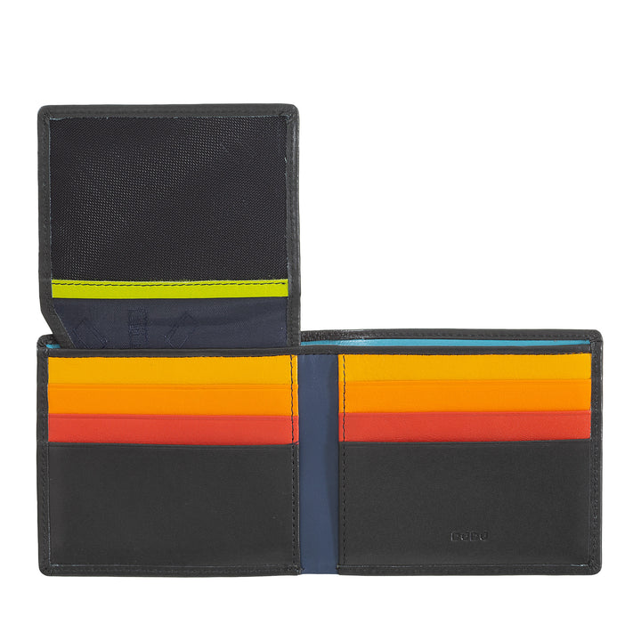DuDu Cartera pequeña RFID para hombre Multicolor Leather Tarjetas de soporte Tarjetas de tarjeta