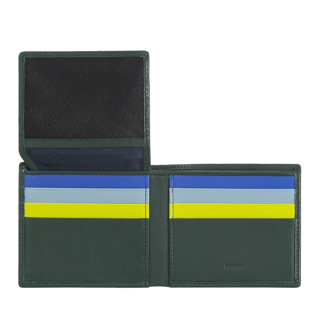 DuDu Lille RFID -mænds portefølje i flerfarvet læderflisekort