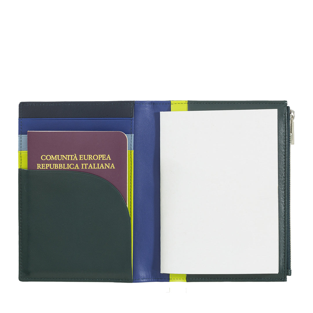 DuDu RFID 皮革旅行证件箱 侧拉链的护照门 Block Notes A6