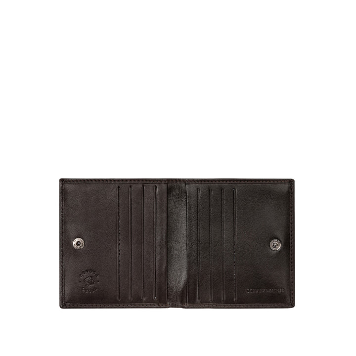 محفظة جلدية صغيرة رقيقة مع إغلاق زر وبطاقات حامل بطاقة