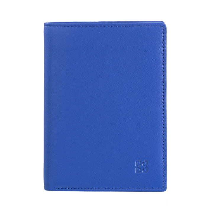 DUDU Herren Brieftasche für RFID -Buch in mehrfarbiger Leder mit Blitz