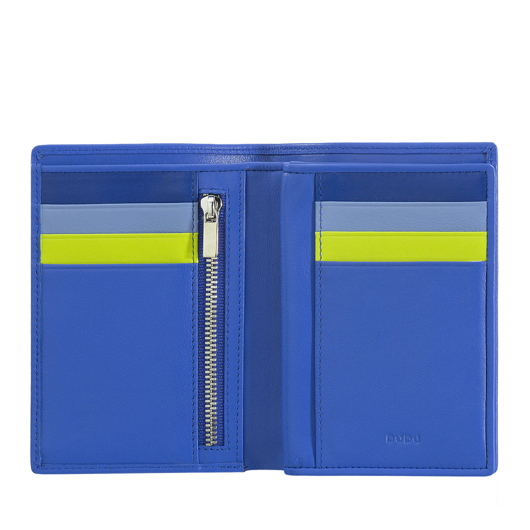 DUDU men's wallet for rfid book in multicolor leather with lightning