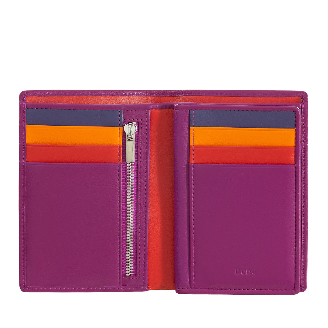 DUDU men's wallet for rfid book in multicolor leather with lightning