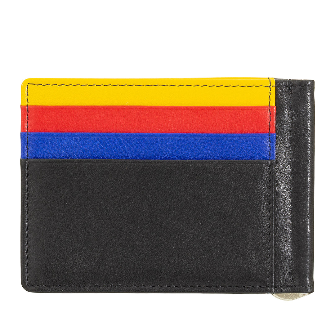 DUDU Men's Wallet with Leather Money Clips Credit Card Holder Clips Banknotes Thin Card Holders