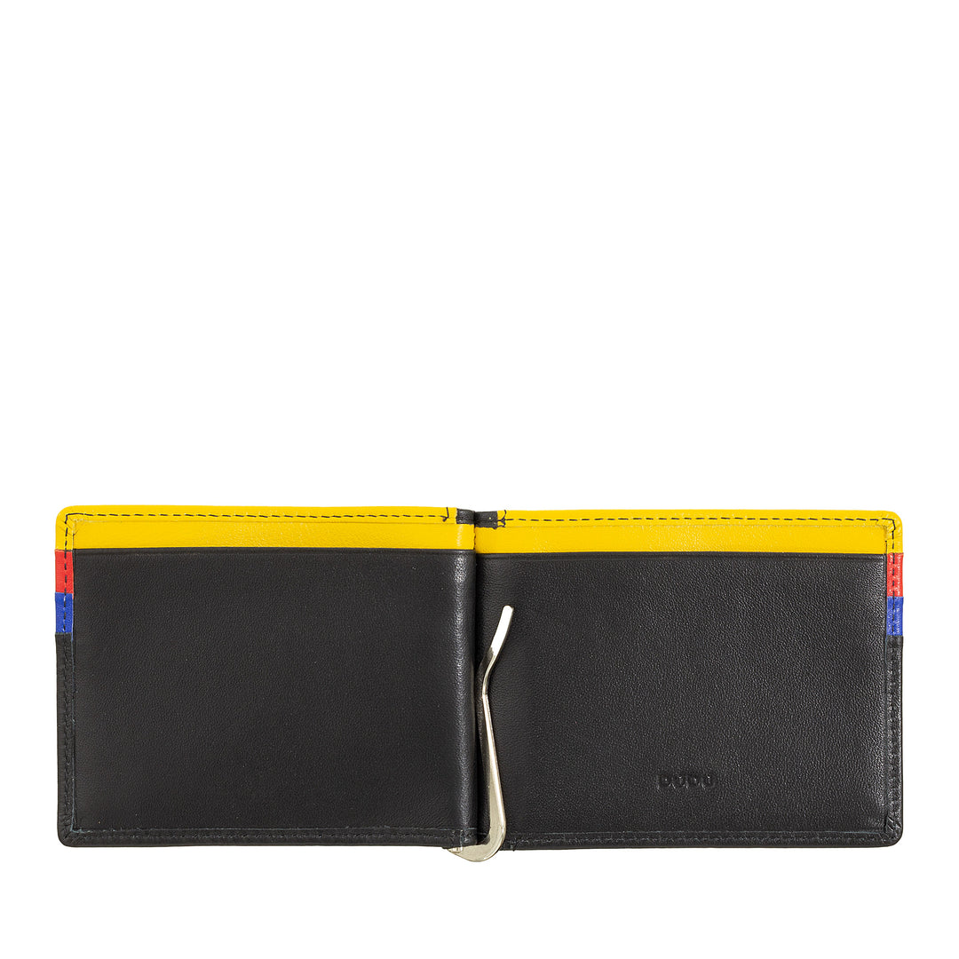DuDu メンズ財布 レザーマネークリップ クレジットカードホルダー クリップ 薄い紙幣 カードホルダー