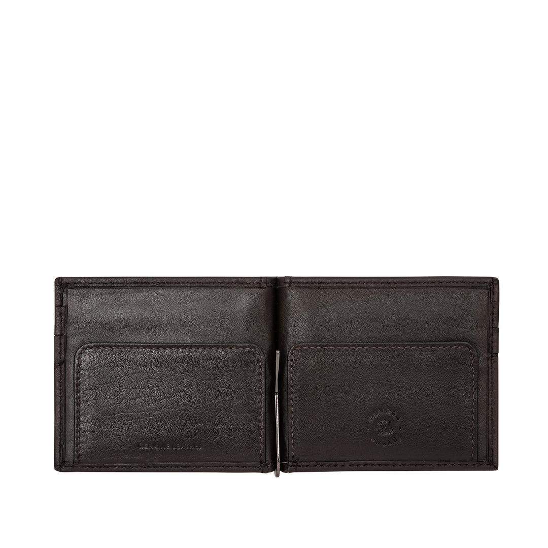 革のクリップ用のNuvola Leather Wallet革のファーム紙幣付きの紙幣カードホルダータグ付き