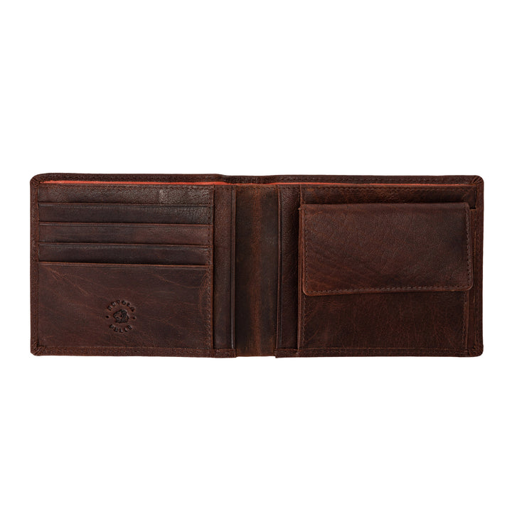 محفظة جلدية للرجال مع محفظة عملة أنيقة وحامل بطاقة الائتمان