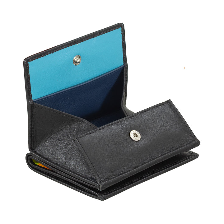 DuDu RFID Multicolor Leather Portfel Karty i monety