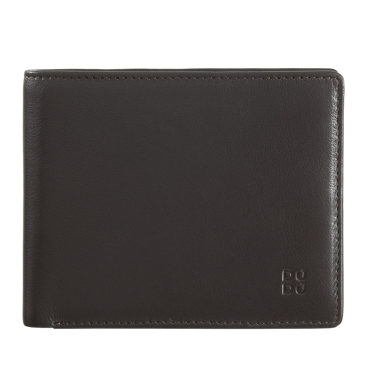 DuDu RFID menns lommebok i farget nappa skinn med portamonete og kortholder