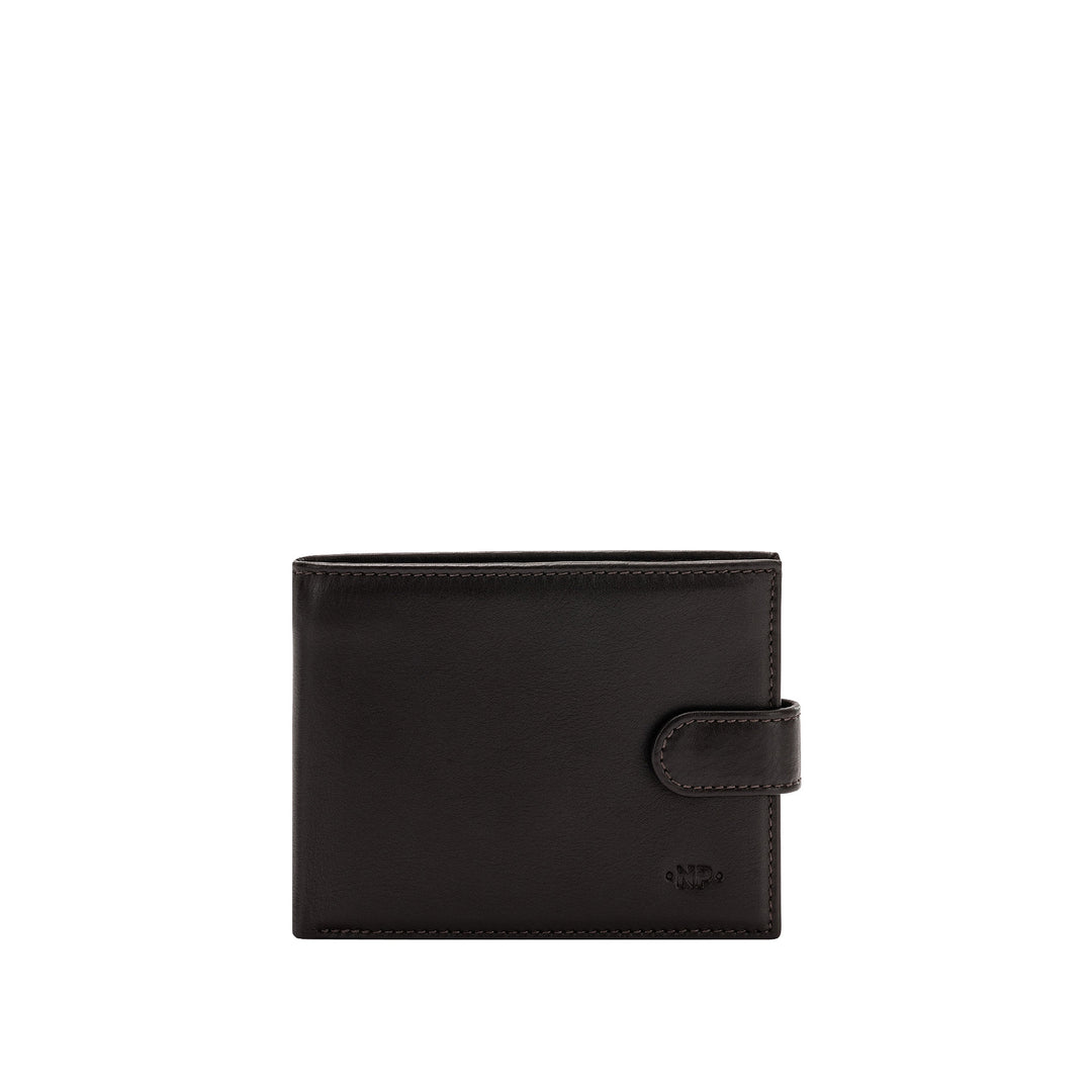 Skórzany portfel Nuvola dla mężczyzn w miękkiej skórzanej elegancka trójka z drzwiami i zamknięciem guzików