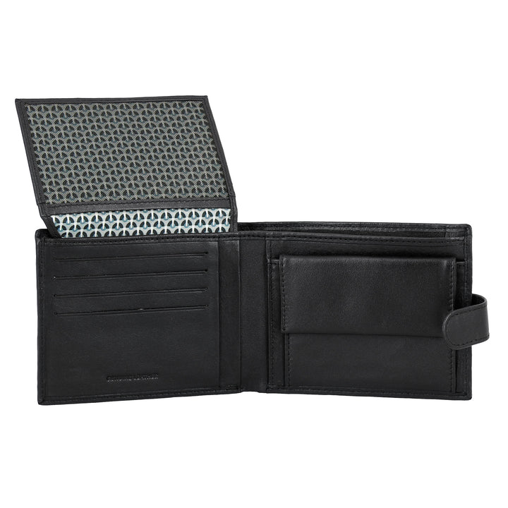 Nuvola läderplånbok för läder i läder med extern stängning med inre zip -knapp och dörrhållare