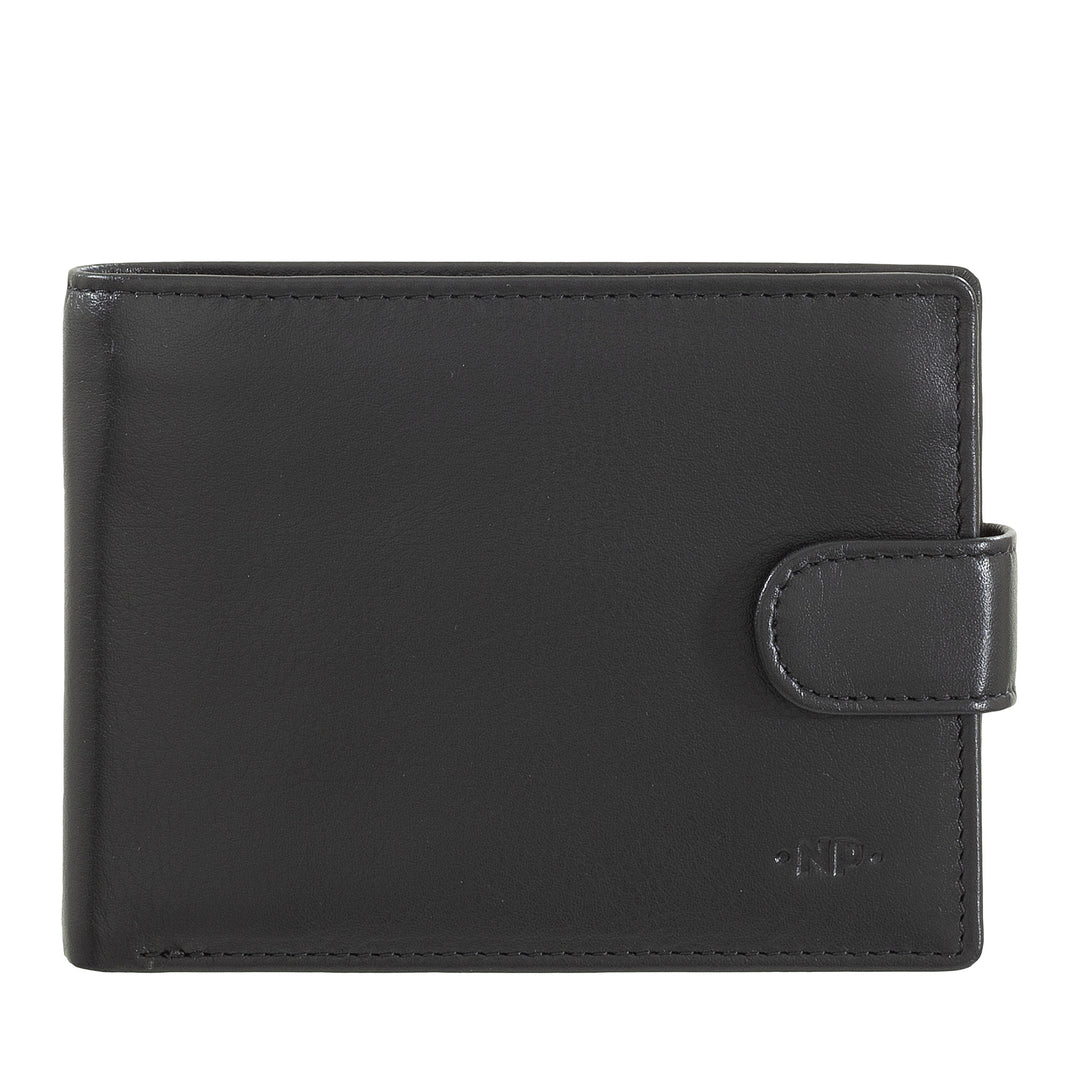 Nuvola läderplånbok för läder i läder med extern stängning med inre zip -knapp och dörrhållare