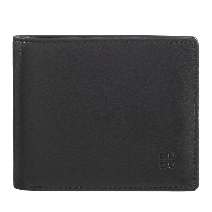 DuDu Mænds slanke læder tegnebog med RFID -beskyttelseskreditkortholder med farvede tegnebogsdøre
