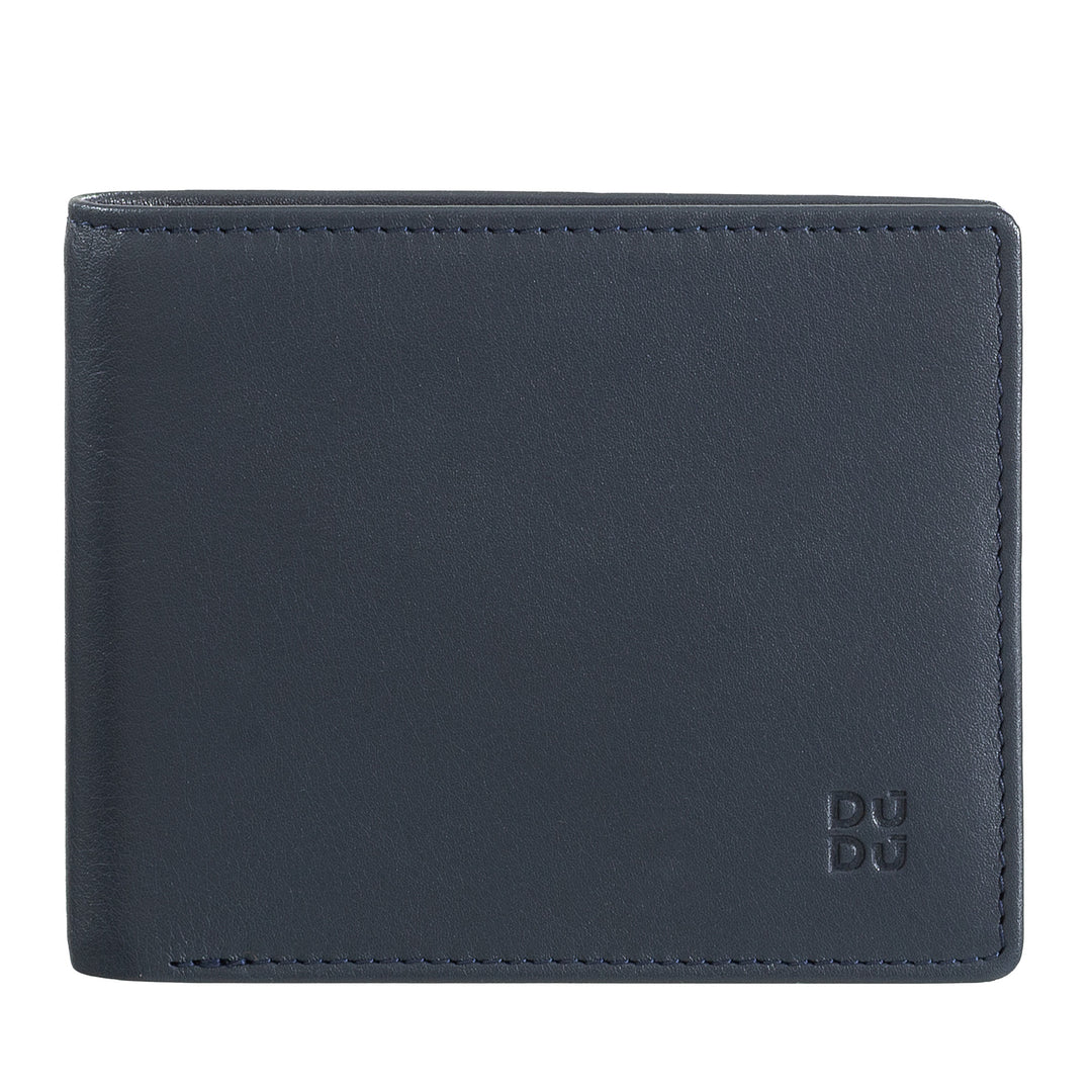 DuDu Carteira de couro fino para homens com proteção RFID Porta-cartões de crédito com carteira de moedas Carteiras coloridas