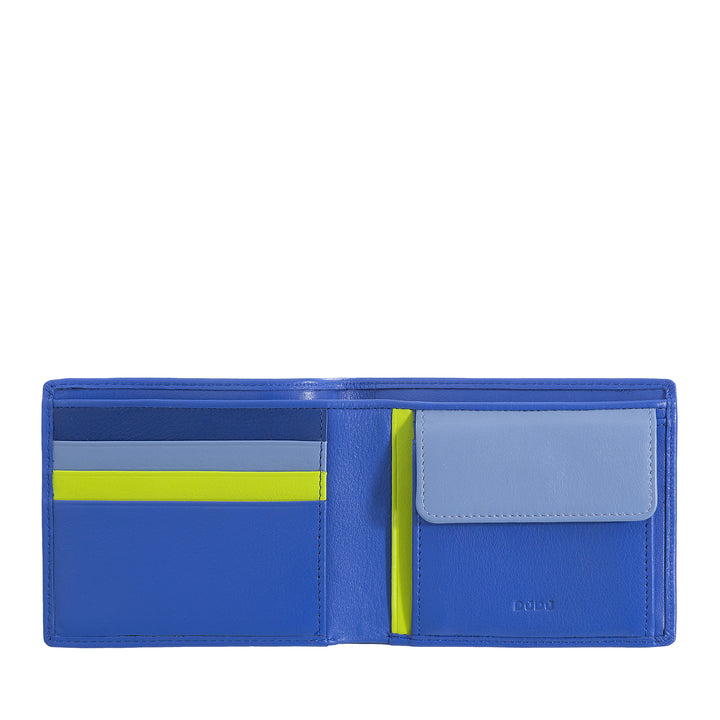 DuDu Męski portfel skórzany z ochroną RFID uchwyt karty kredytowej z kolorowymi drzwiami portfela