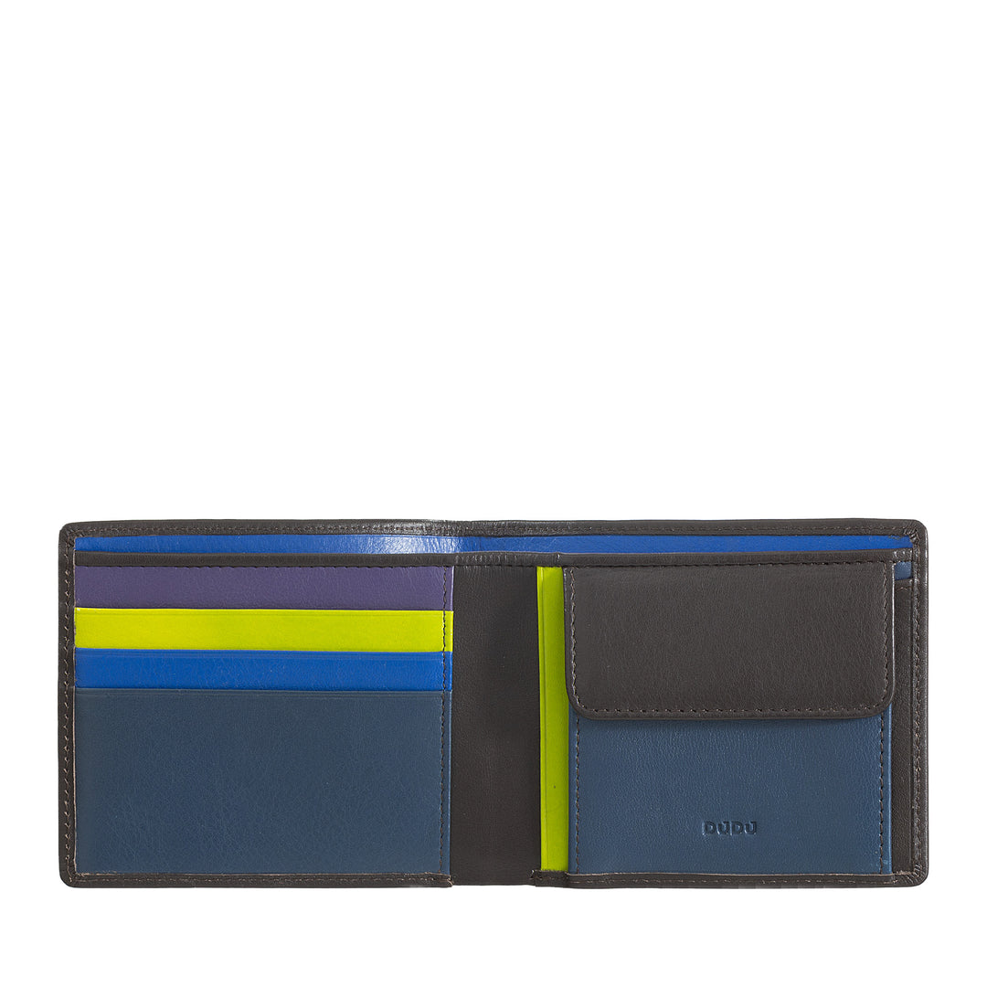 DuDu Herr Slim Leather Plånbok med RFID -skydd Kreditkortshållare med färgade plånbokdörrar