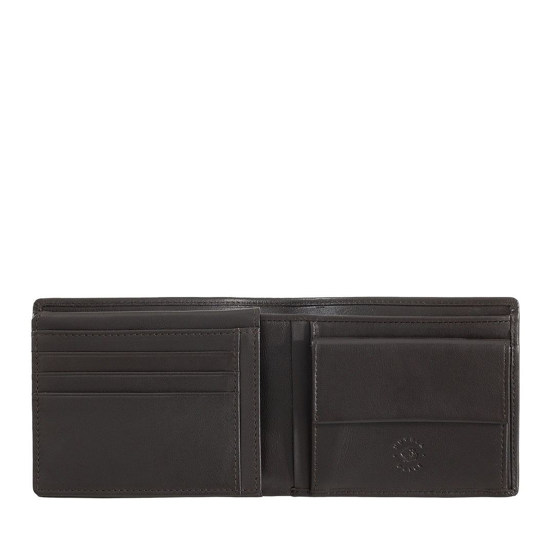 محفظة جلدية كلاسيكية للرجال مع محفظة عملة وحامل بطاقة الائتمان