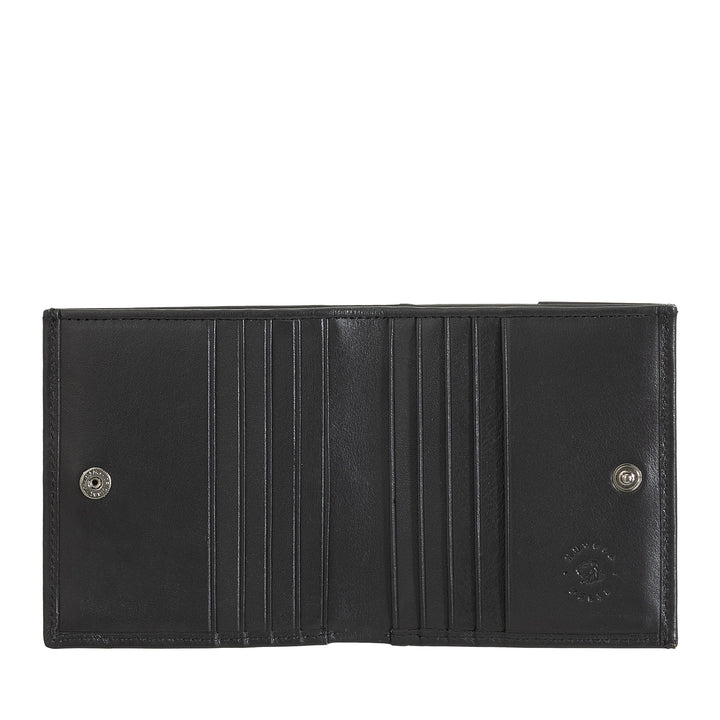 محفظة رجالية صغيرة من جلد نابا مع محفظة جيب وحامل ورق