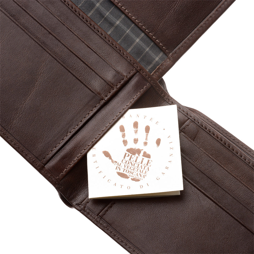 アンティーク・トスカーナ・メンズ・財布 9ポケット付きイタリア本革財布 カードホルダーと2枚の紙幣ホルダー