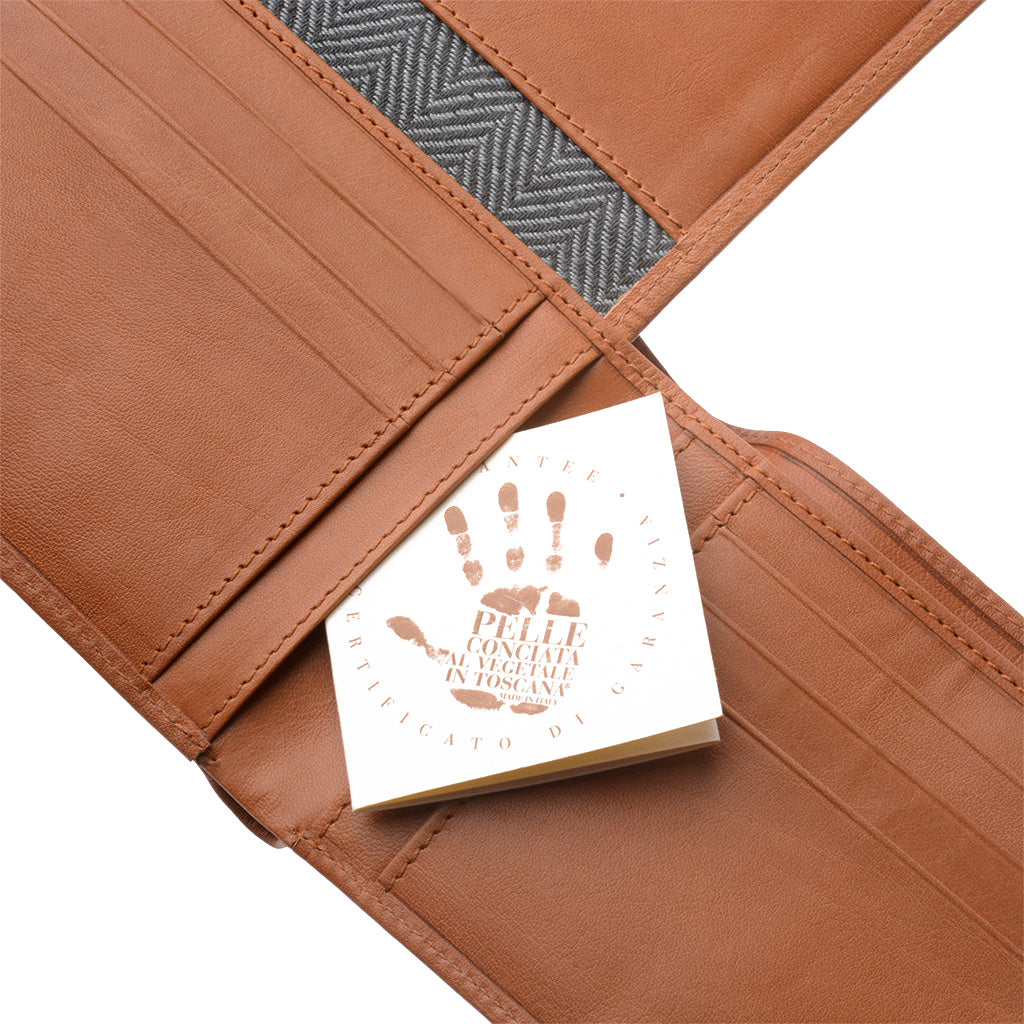 محفظة توسكانا القديمة للرجال في جلد طبيعي إيطالي مع 9 جيوب حامل بطاقة وبطاقتي عملة حامل