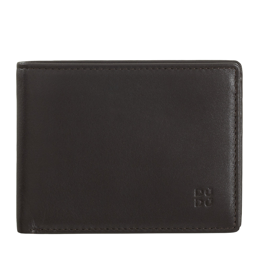 DuDu 男式钱包RFID锁屏皮革小口袋带信用卡插槽