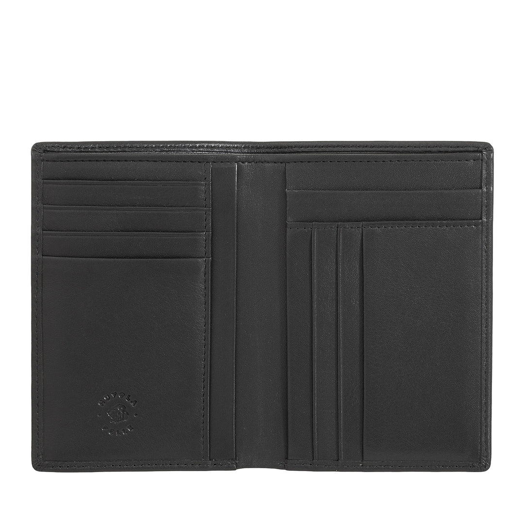 Nuvola leather wallet for men in thin leather slim vertical format cards