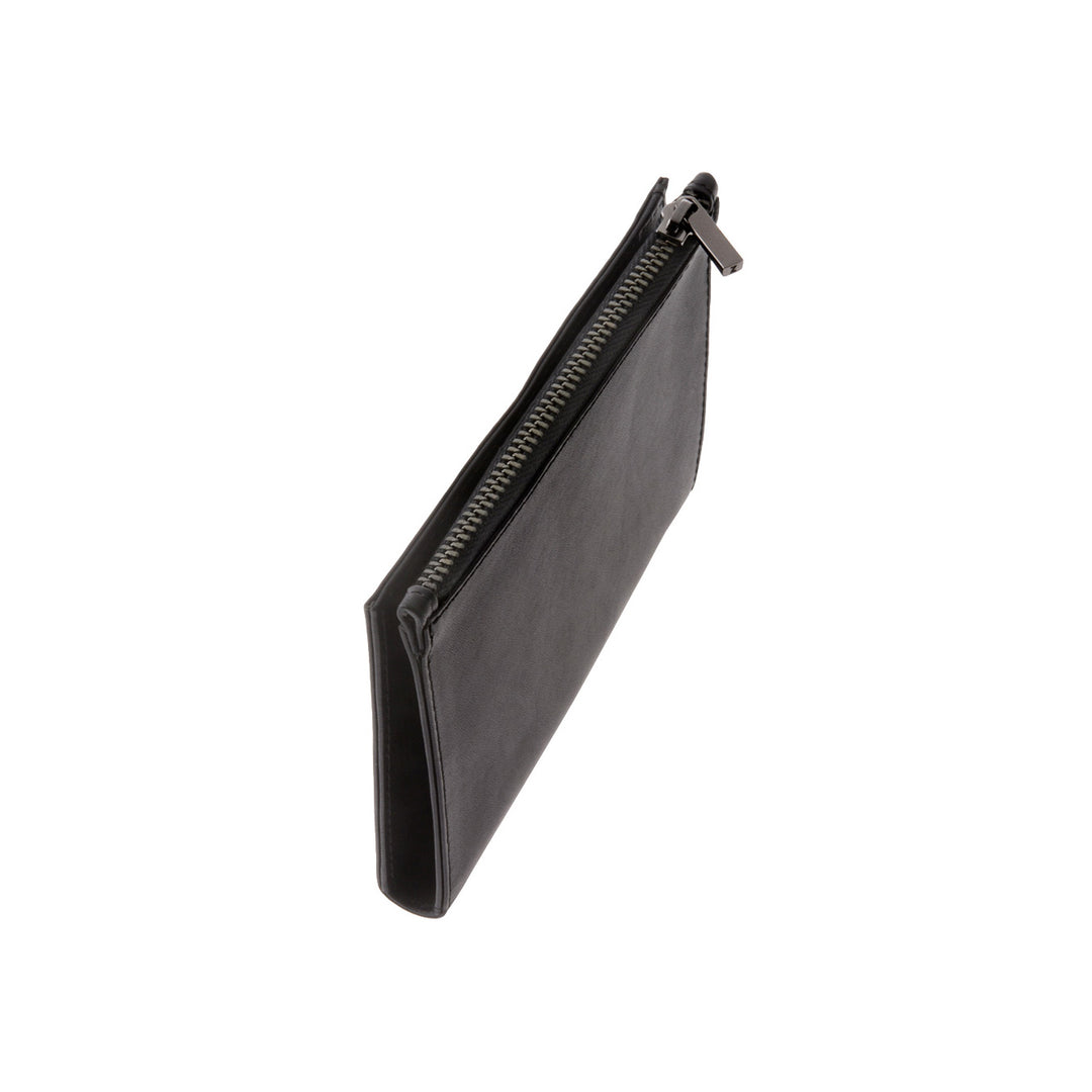 DuDu Carteira de couro genuíno tamanho Vertical Slim Card Holder com Zip adequado para ID