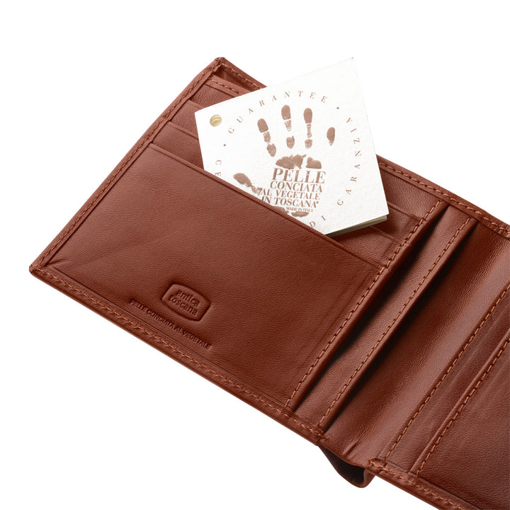 प्राचीन टस्कनी पुरुषों के लिए 6 जेब के साथ पतली इतालवी असली लेदर में बटुआ कार्ड और कार्ड धारक