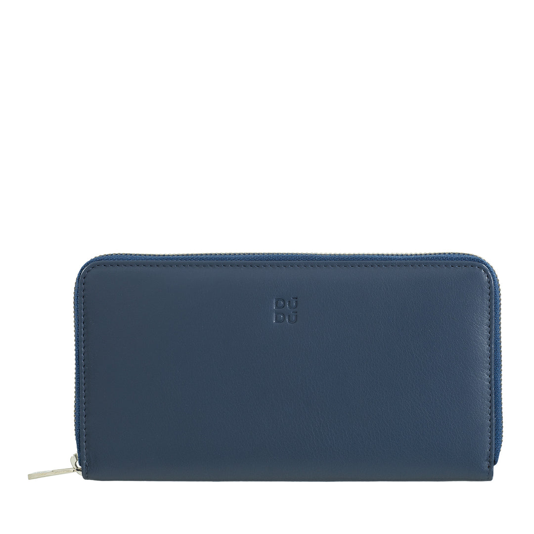 DuDu Stor RFID kvinners lommebok av Vera -farget skinnpleie rundt