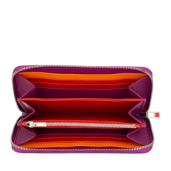 DuDu 여자의 큰 RFID 정품 가죽 다채로운 지퍼 주변 지갑