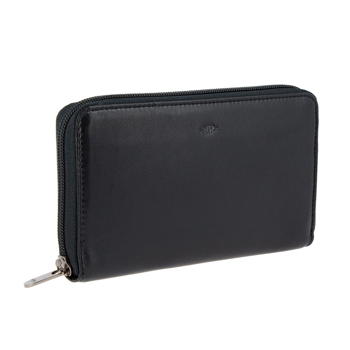 Nuvolaská kožená peněženka Velká žena se zipem Zip Zip Ginette Leather Kožená zip s držáky s více kapsami
