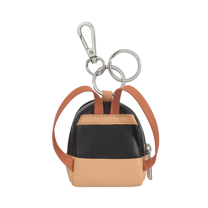 DuDu 小钱包带钥匙圈的女士皮革,迷你背包设计,Zip,双环和卡扣