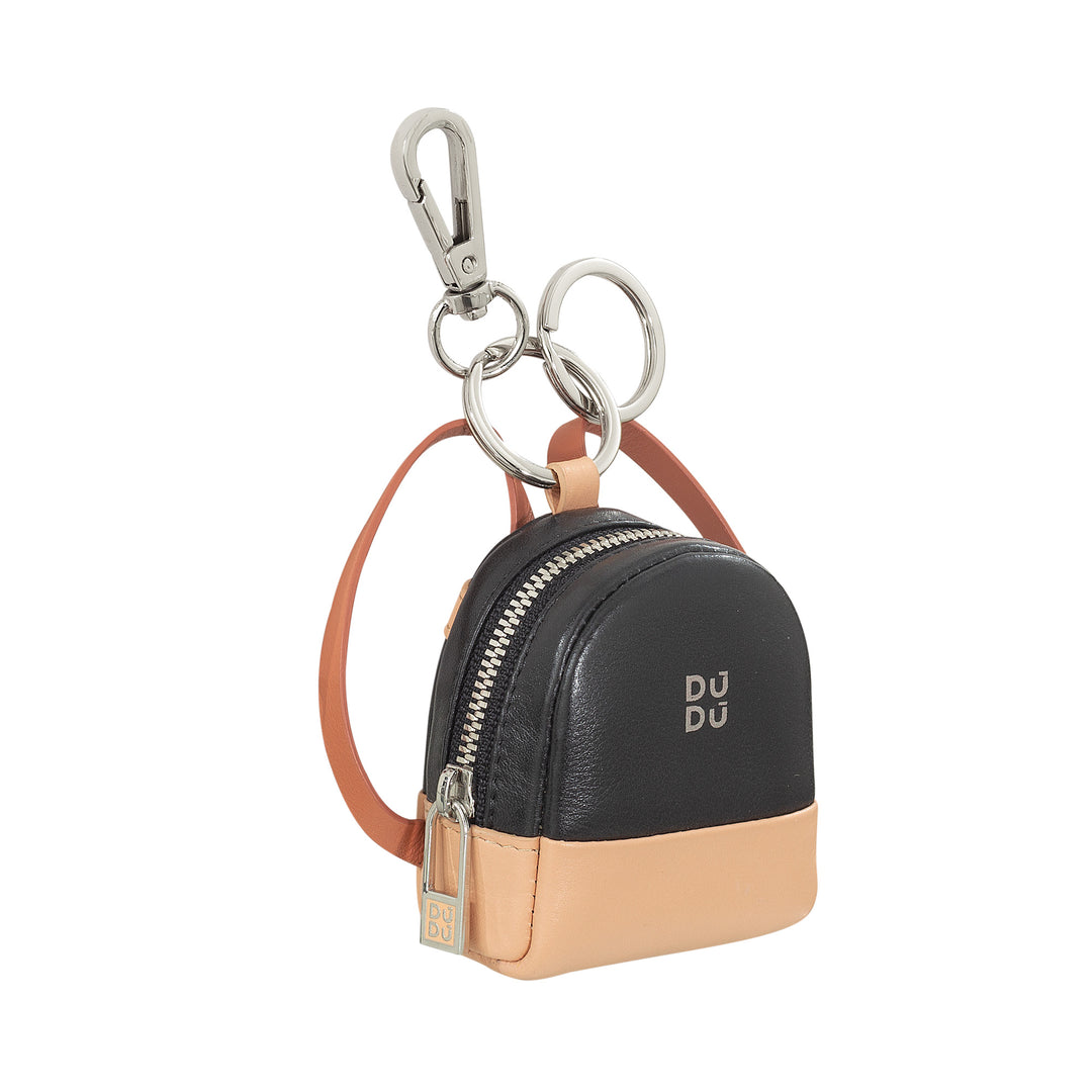 DuDu Маленький кошелек с брелком для женщин из кожи, дизайн мини-рюкзака, молния Zip, двойное кольцо и застежка-молния