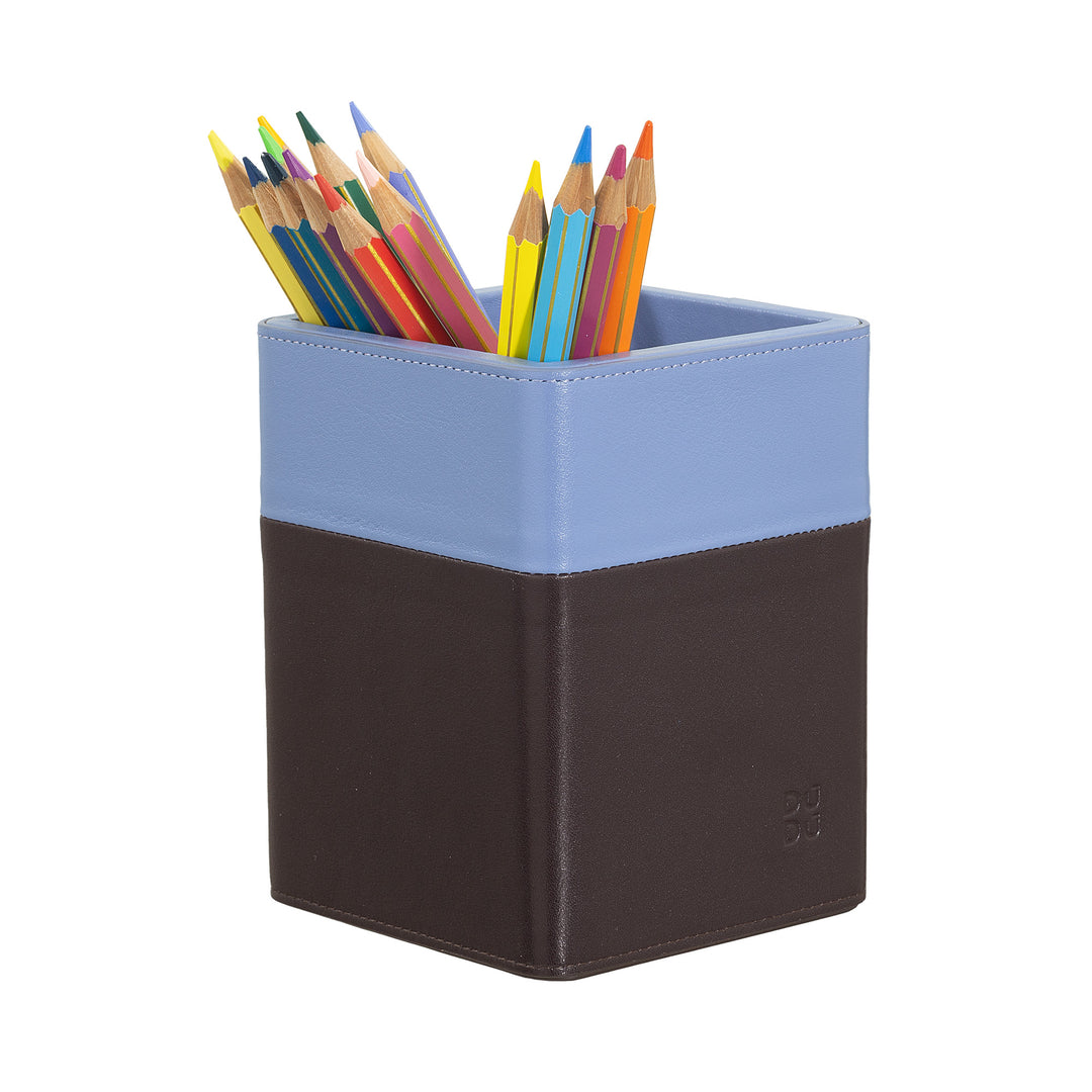 DuDu Suporte de canetas de mesa de couro de design, Suporte de canetas de mesa de escritório, Suporte de lápis colorido