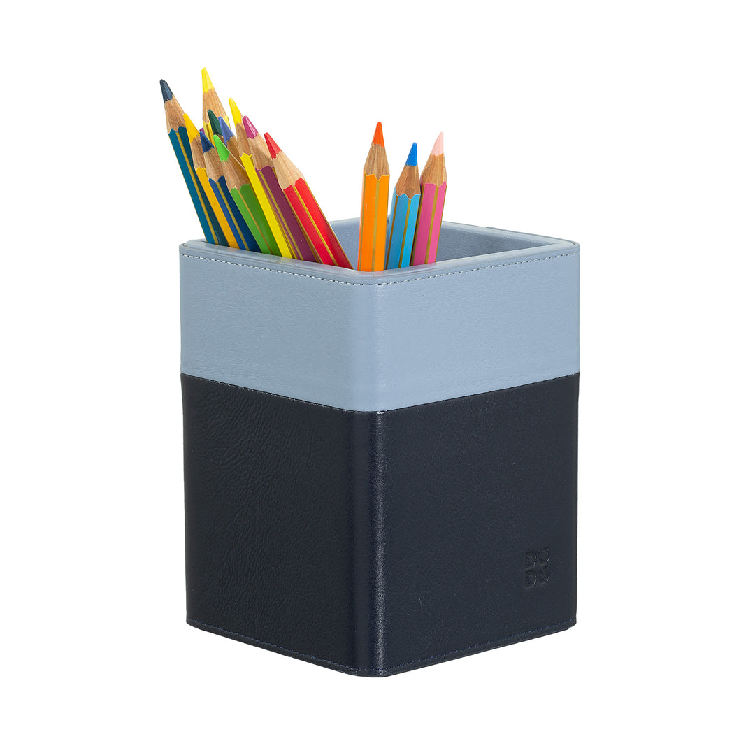 DuDu Suporte de canetas de mesa de couro de design, Suporte de canetas de mesa de escritório, Suporte de lápis colorido