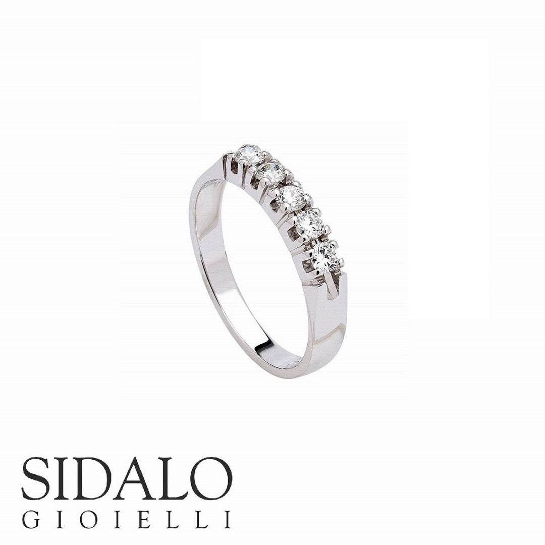 Sidalo fedina Tornita oro bianco 18kt 5 diamanti M1278-031 - Gioielleria Capodagli