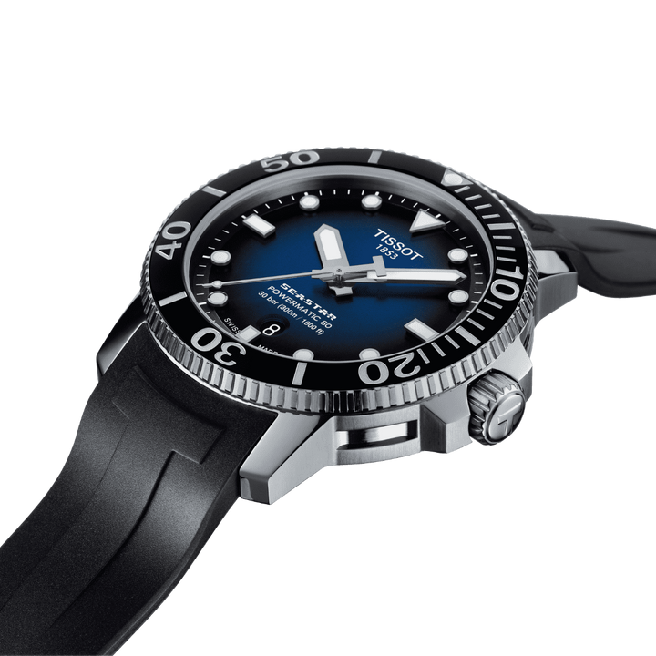 Tissot relógio Seastar 1000 Powermatic 80 43 milímetros azul automático de aço T120.407.17.041.00