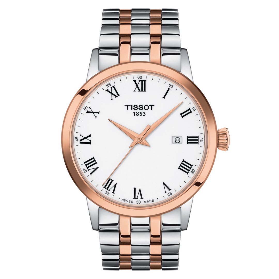 Tissot orologio Classic Dream 42mm bianco quarzo acciaio finitura PVD oro rosa T129.410.22.013.00 - Gioielleria Capodagli