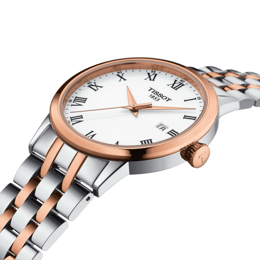 Tissot orologio Classic Dream 42mm bianco quarzo acciaio finitura PVD oro rosa T129.410.22.013.00 - Gioielleria Capodagli