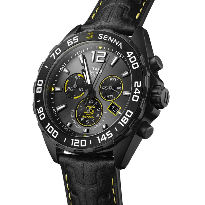 TAG Heuer orologio Formula 1 x Senna 43mm grigio quarzo acciaio finitura PVD nero CAZ101AJ.FC6487 - Capodagli 1937