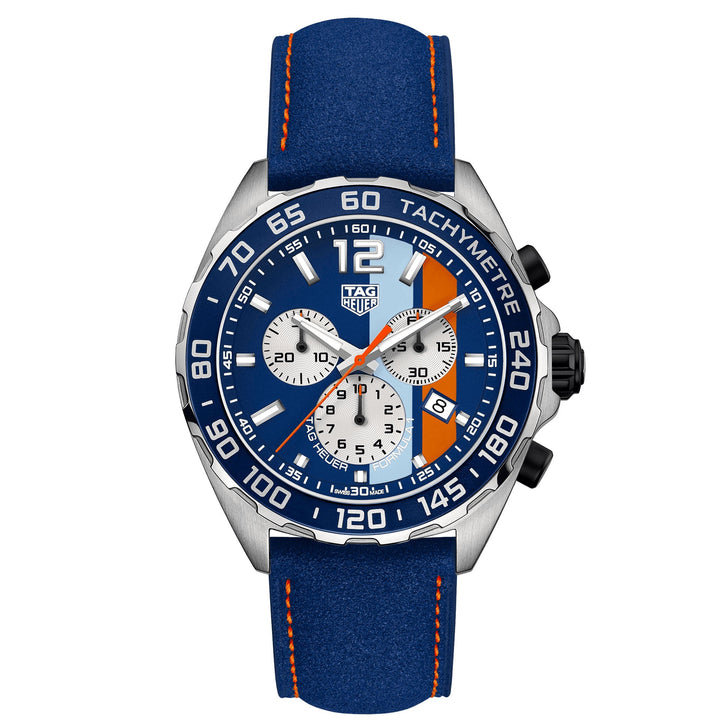 TAG Heuer orologio uomo Formula 1 Gulf 43mm cronografo quarzo CAZ101N.FC8243 - Gioielleria Capodagli