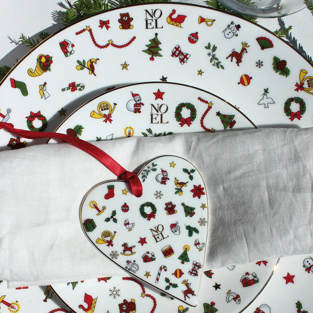Taitù decorazione cuore Merry Christmas 10cm porcellana Fine Bone China 12-6-22-G - Gioielleria Capodagli