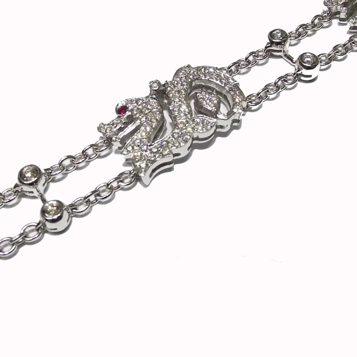 Taverna bracciale Draghi oro bianco 18kt diamanti rubini 0035BR - Capodagli 1937