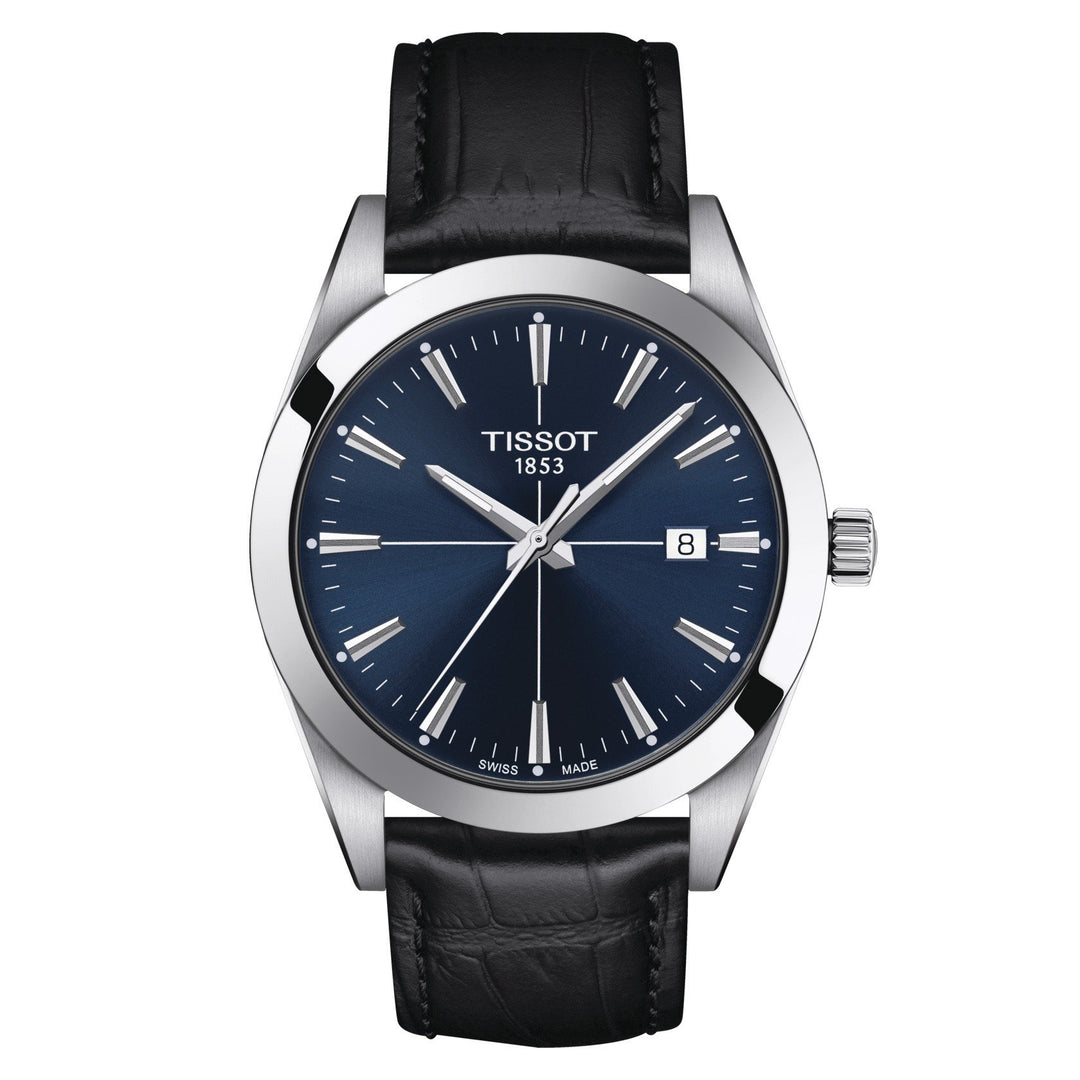 Tissot orologio uomo Gentleman blu 40mm acciaio quarzo pelle marrone T127.410.16.041.01 - Gioielleria Capodagli