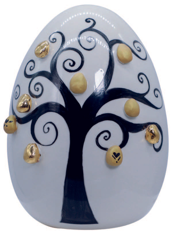 SBordone Egg Tree of Life Ø19cm H.18cm Porslin tillverkat i Italien UO55/3