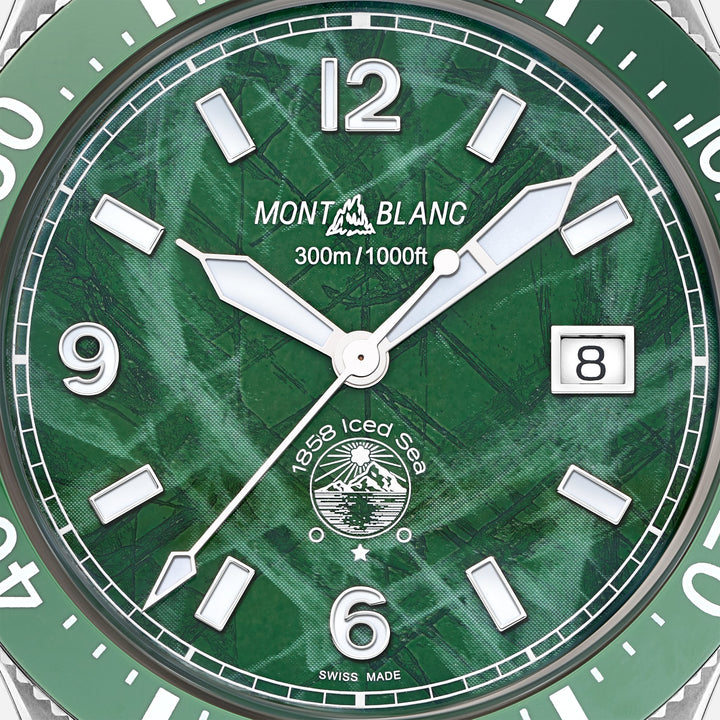 Montblanc relógio 1858 Ice Sea Automatic Date 41mm verde automático de aço 129765