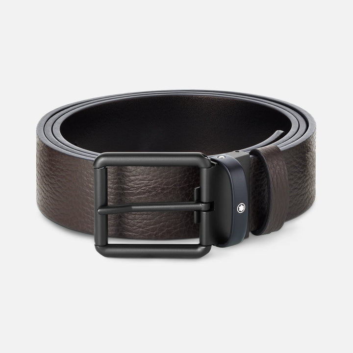 Montblanc 35mm Belt Black PVD Black Leather Black/Marrone 131187