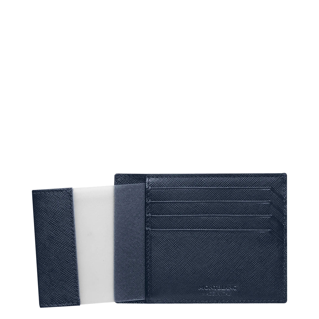 Montblanc מחזיק כרטיסי אשראי לכיס 4 תאים עם מחזיק דלת Montblanc חייטות כחולות 128594