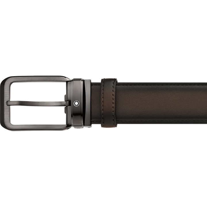 Montblanc belt 35mm buckle rectangular leather gradient brown 129456