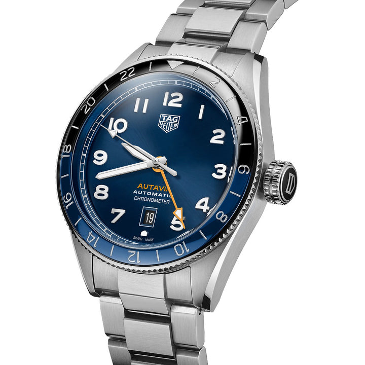 Relógio TAG Heuer Autavia COSC GMT Calibre 7 Edição Limitada 42mm Azul Automático Aço WBE511A.BA0650